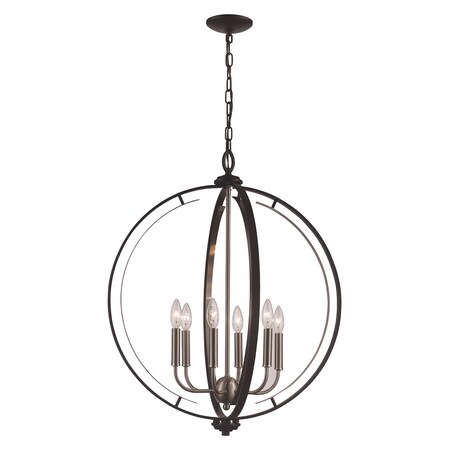 Trans Globe 6Lt Global Foyer Cage-Bk/Bn 11066 BK/BN